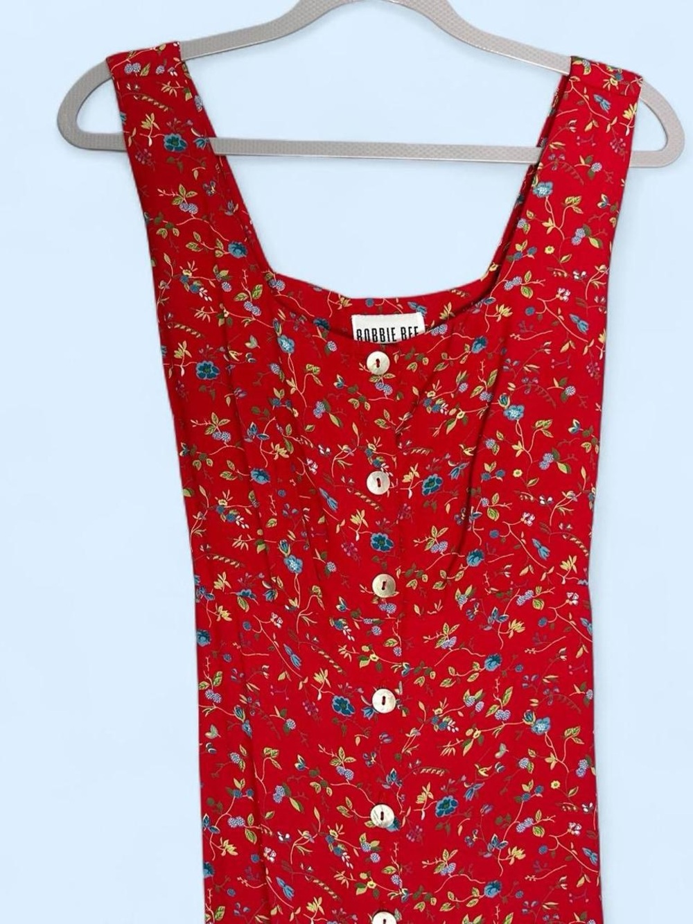 Robbie Bee Red Floral Maxi Dress with Multicolor Accents - Picture 2 of 7
